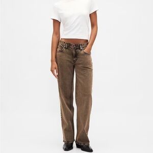 Gap Low Rise 90s Loose Jeans in Brown Acid Wash